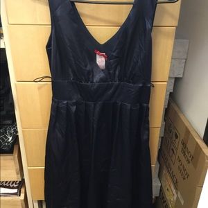 Very dark blue (almost black) silk looking dress